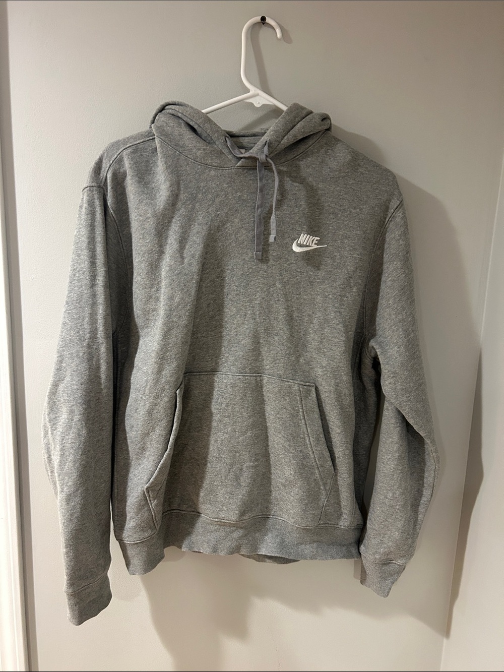 Nike Gray Pullover Hoodie with White Swoosh